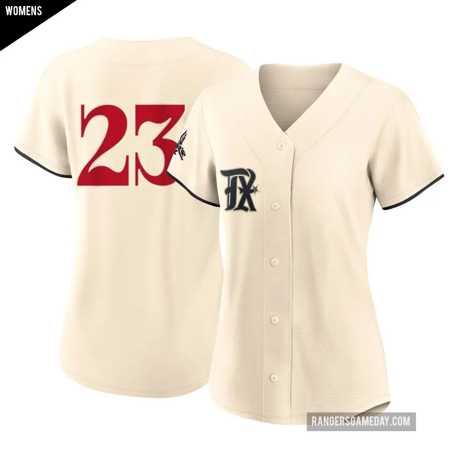 Women's Texas Rangers ＃23 Nick Ahmed Replica Cream 2023 City Connect Jersey