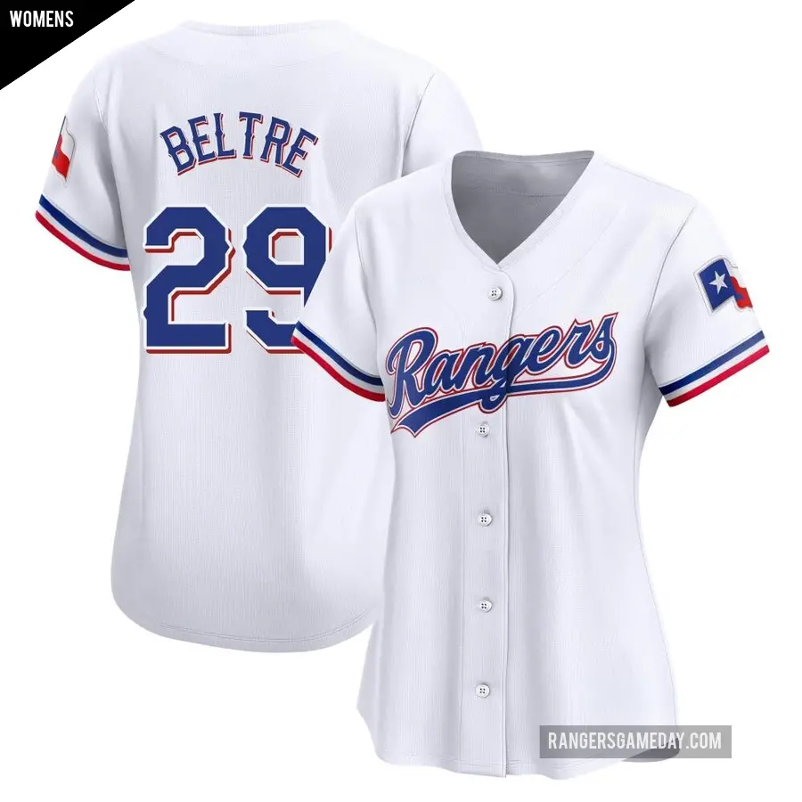 Women's Texas Rangers ＃29 Adrian Beltre Limited White Home Jersey
