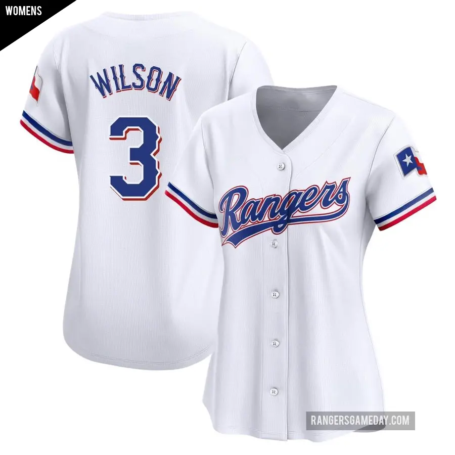 Women's Texas Rangers ＃3 Russell Wilson Limited White Home Jersey