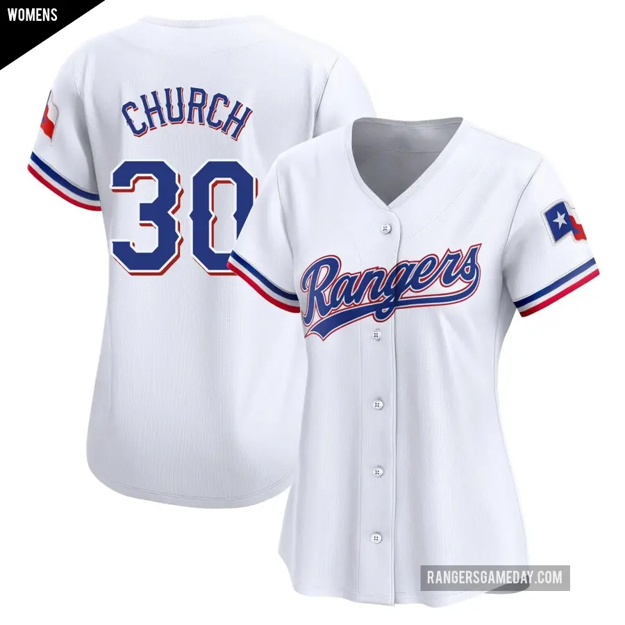 Women's Texas Rangers ＃30 Marc Church Limited White Home Jersey