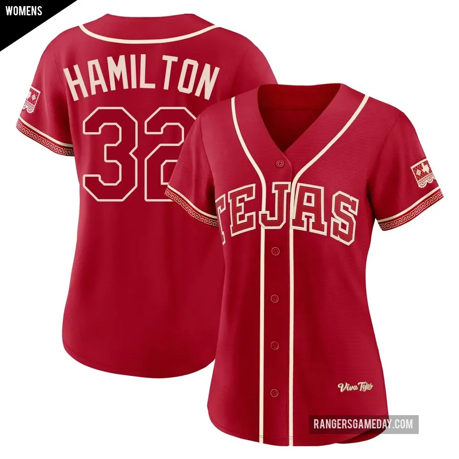 Women's Texas Rangers ＃32 Josh Hamilton Limited Red 2026 City Connect Stadium Jersey