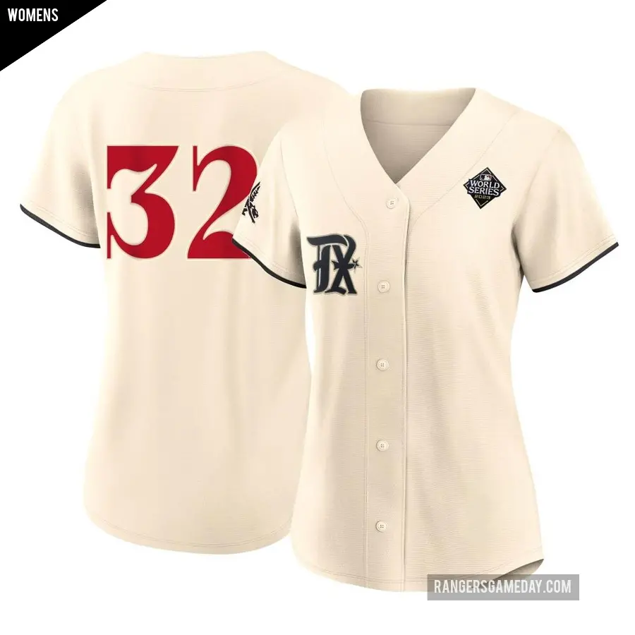 Women's Texas Rangers ＃32 Josh Hamilton Replica Cream 2023 City Connect 2023 World Series Jersey