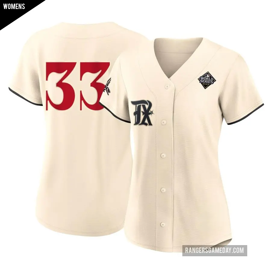 Women's Texas Rangers ＃33 Frank Howard Replica Cream 2023 City Connect 2023 World Series Jersey