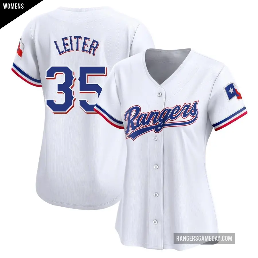 Women's Texas Rangers ＃35 Jack Leiter Limited White Home Jersey