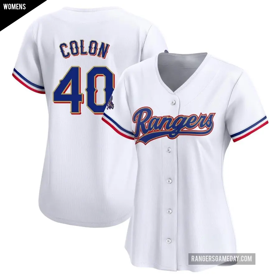 Women's Texas Rangers ＃40 Bartolo Colon Limited Gold White 2024 Collection Jersey