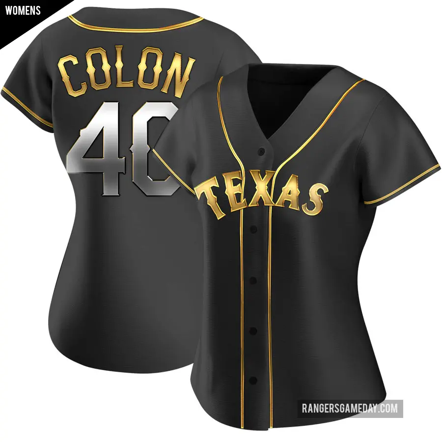 Women's Texas Rangers ＃40 Bartolo Colon Replica Gold Black en Alternate Jersey