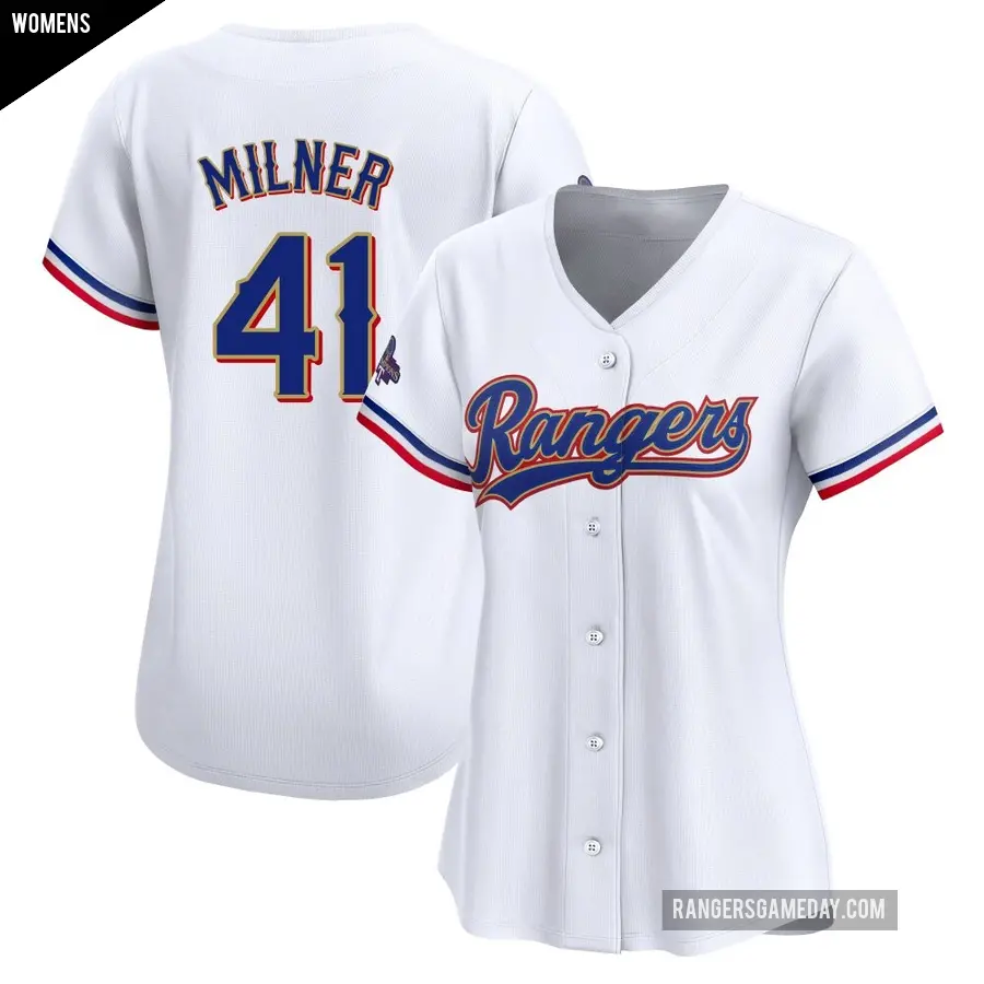 Women's Texas Rangers ＃41 Hoby Milner Limited Gold White 2024 Collection Jersey