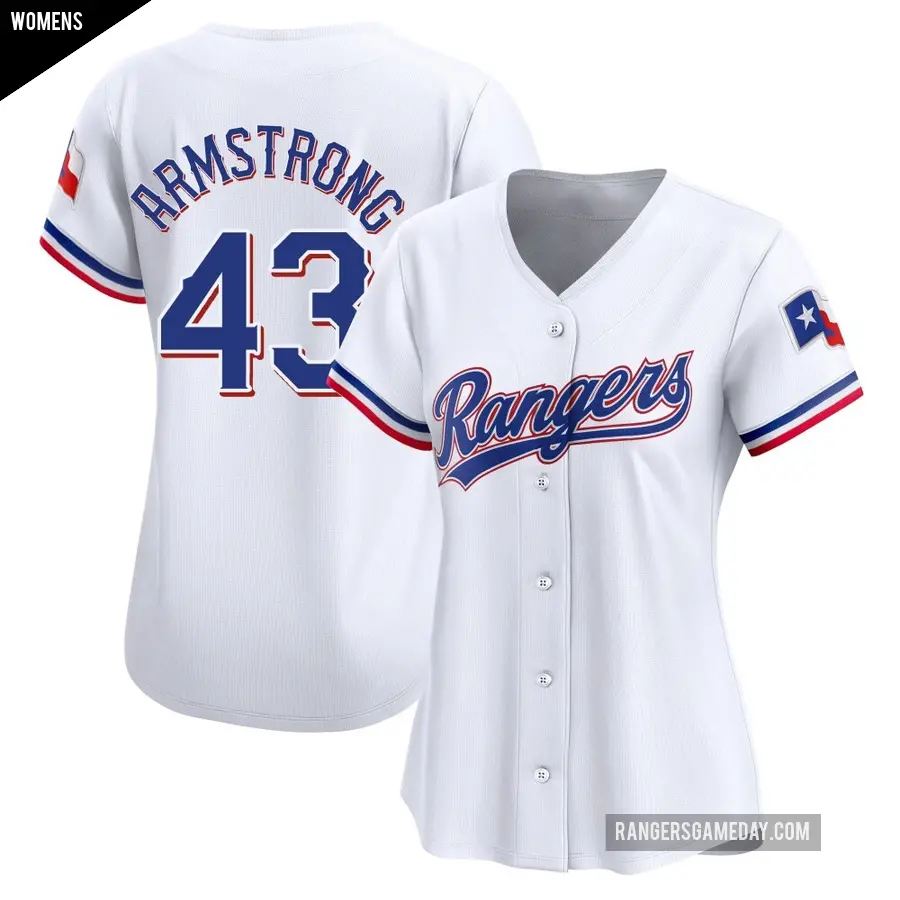 Women's Texas Rangers ＃43 Shawn Armstrong Limited White Home Jersey