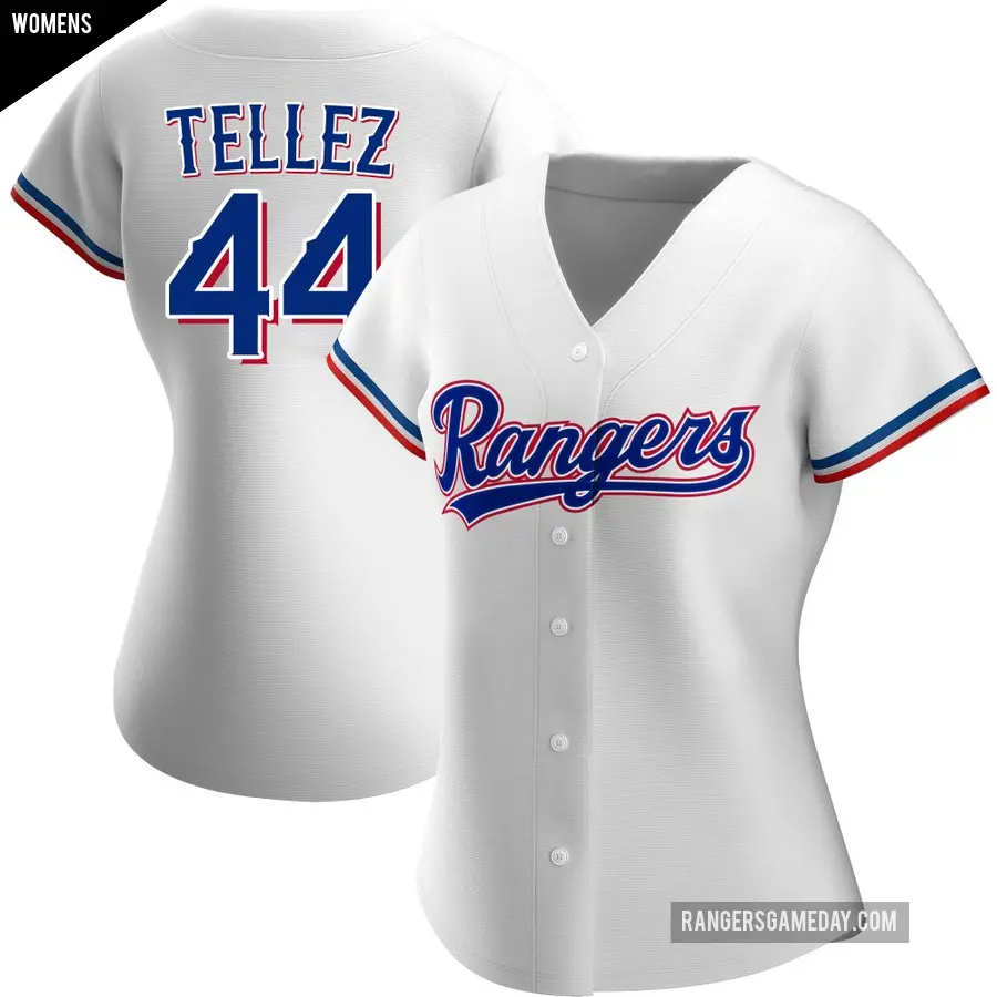 Women's Texas Rangers ＃44 Rowdy Tellez Authentic White Home Jersey