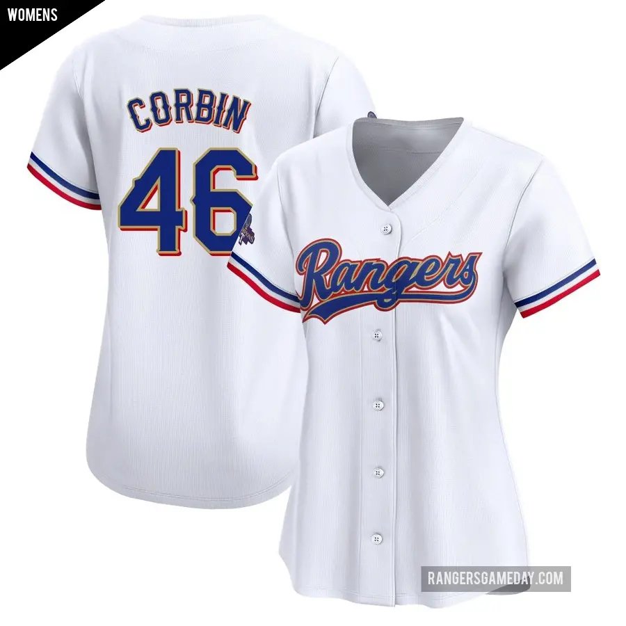 Women's Texas Rangers ＃46 Patrick Corbin Limited Gold White 2024 Collection Jersey