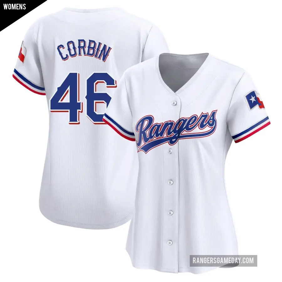 Women's Texas Rangers ＃46 Patrick Corbin Limited White Home Jersey