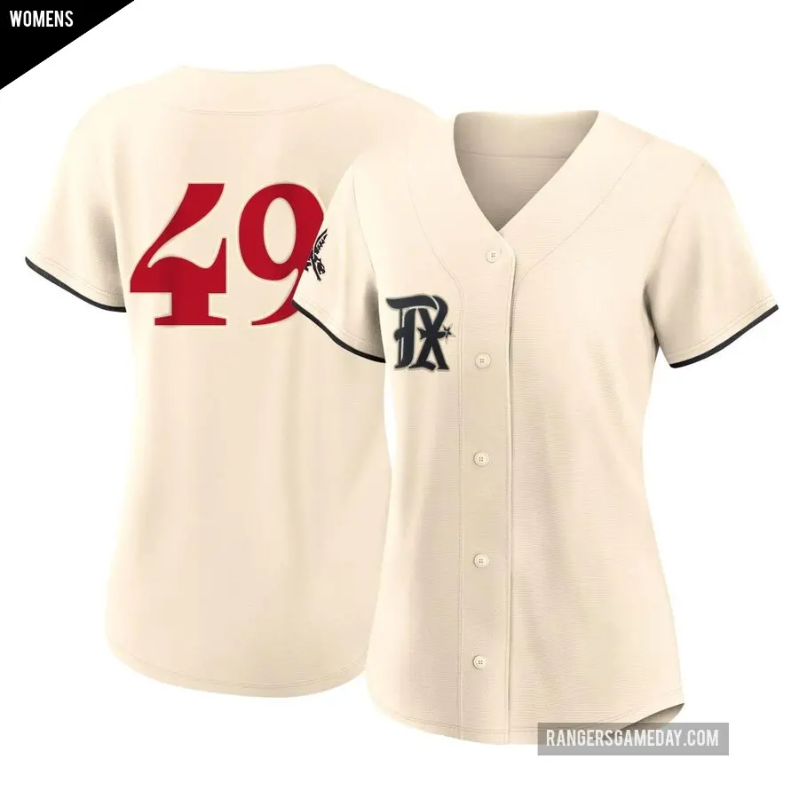 Women's Texas Rangers ＃49 Charlie Hough Replica Cream 2023 City Connect Jersey