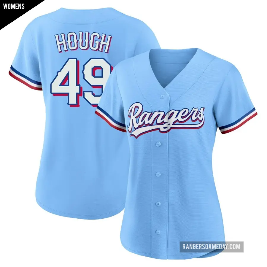 Women's Texas Rangers ＃49 Charlie Hough Replica Light Blue Alternate Jersey