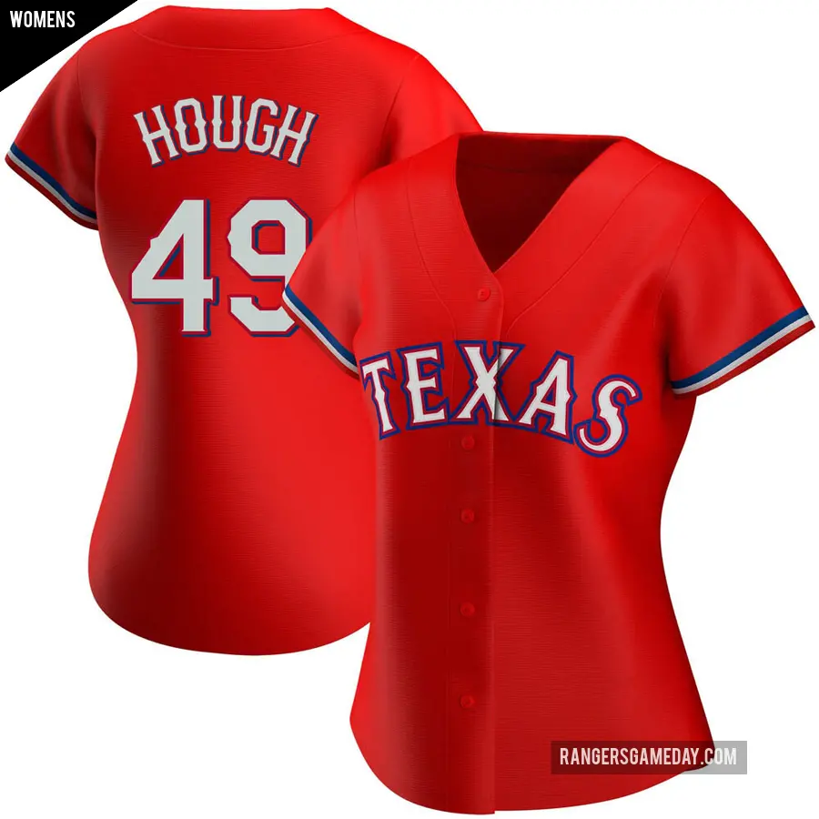 Women's Texas Rangers ＃49 Charlie Hough Replica Red Alternate Jersey