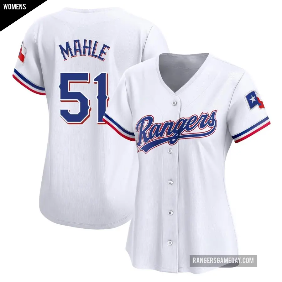 Women's Texas Rangers ＃51 Tyler Mahle Limited White Home Jersey