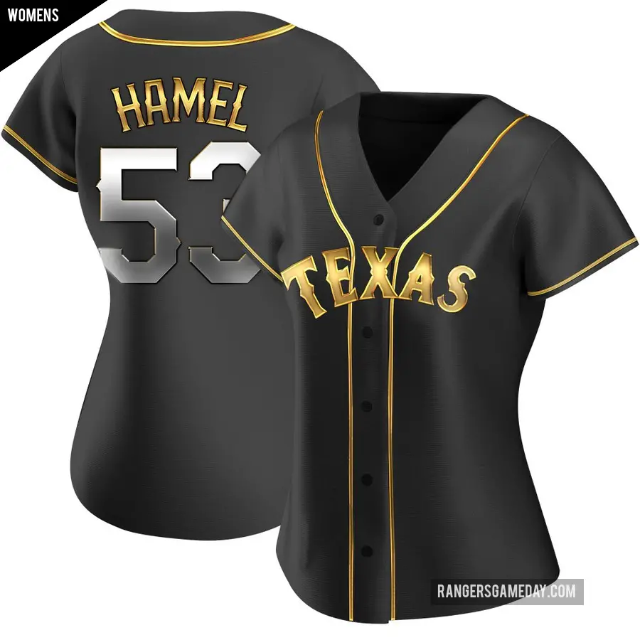 Women's Texas Rangers ＃53 Dominic Hamel Replica Gold Black en Alternate Jersey