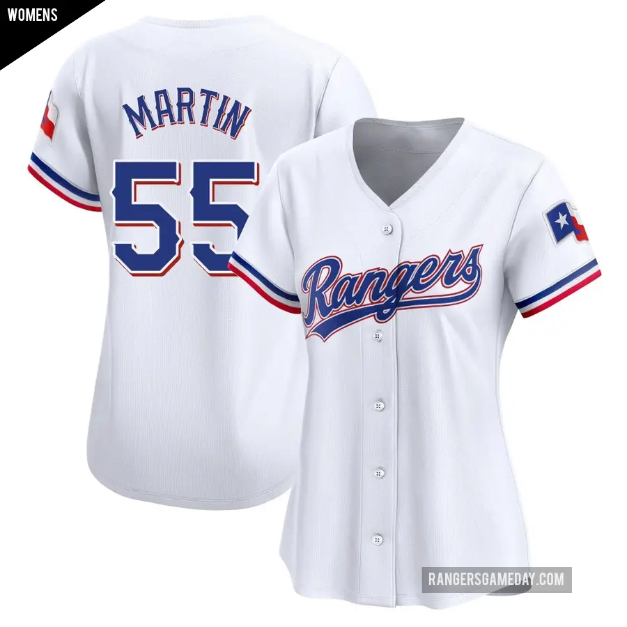 Women's Texas Rangers ＃55 Chris Martin Limited White Home Jersey