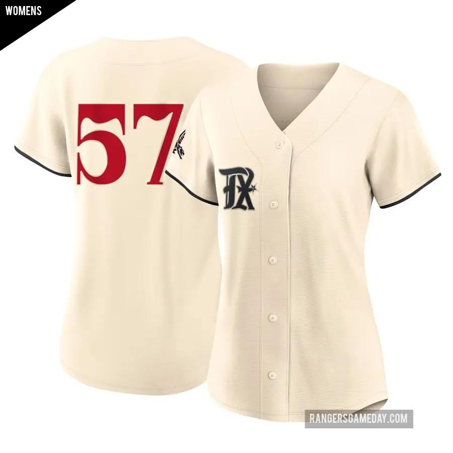 Women's Texas Rangers ＃57 Luis Curvelo Authentic Cream 2023 City Connect Jersey