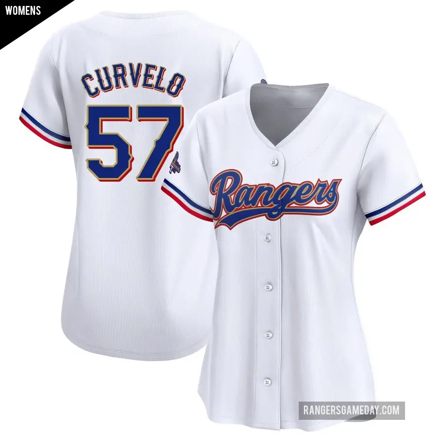 Women's Texas Rangers ＃57 Luis Curvelo Limited Gold White 2024 Collection Jersey