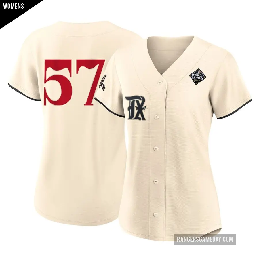 Women's Texas Rangers ＃57 Luis Curvelo Replica Cream 2023 City Connect 2023 World Series Jersey