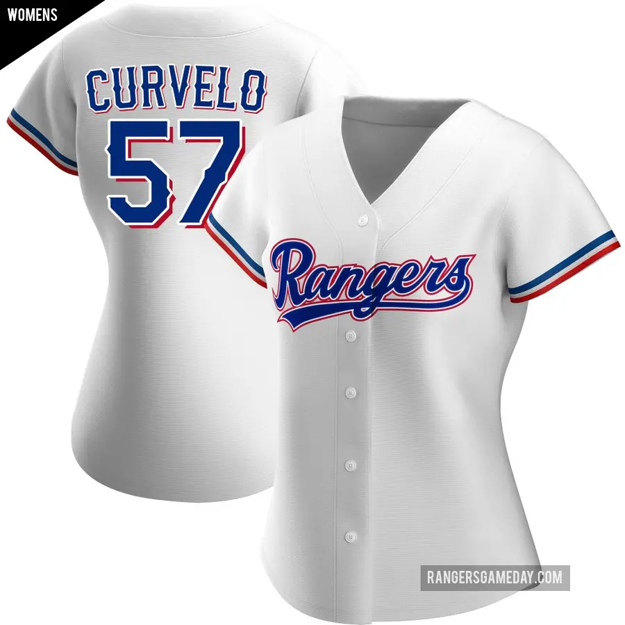 Women's Texas Rangers ＃57 Luis Curvelo Replica White Home Jersey
