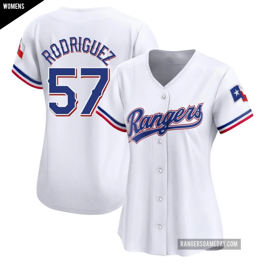 Women's Texas Rangers ＃57 Yerry Rodriguez Limited White Home Jersey