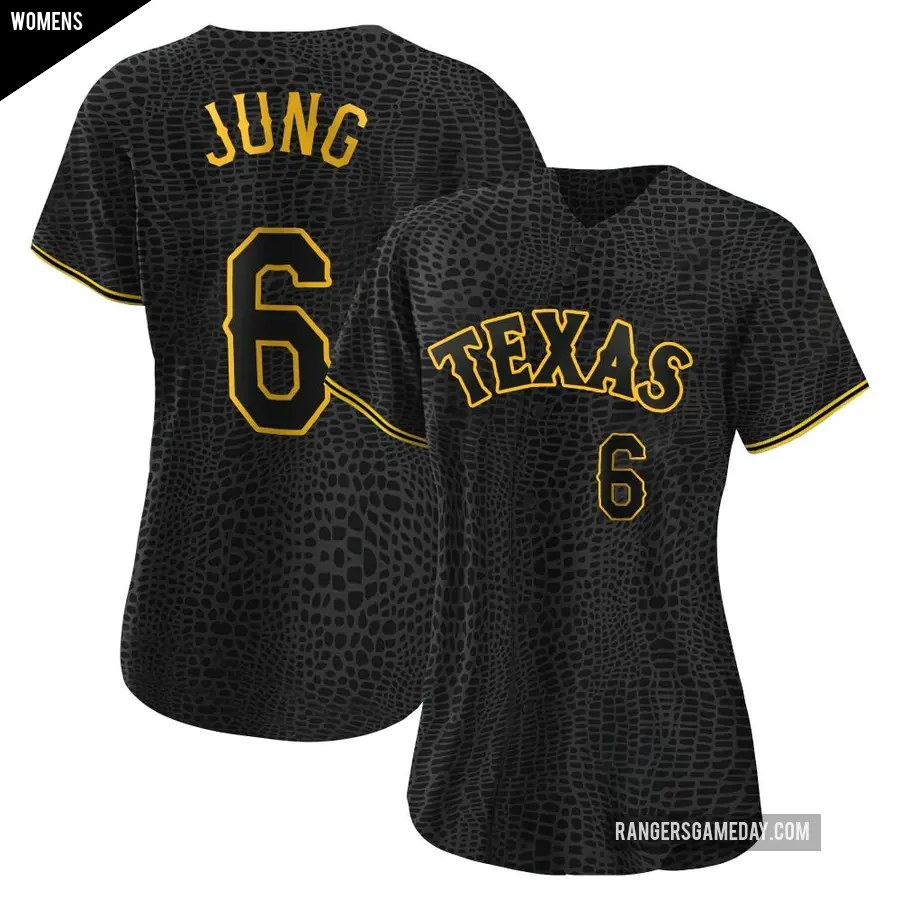 Women's Texas Rangers ＃6 Josh Jung Authentic Black Snake Skin City Jersey