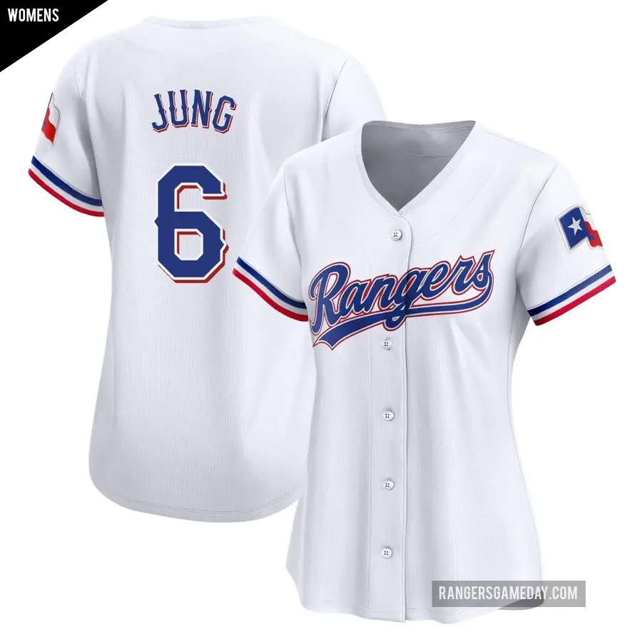 Women's Texas Rangers ＃6 Josh Jung Limited White Home Jersey