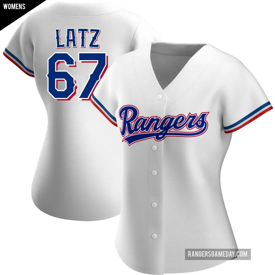 Women's Texas Rangers ＃67 Jacob Latz Authentic White Home Jersey
