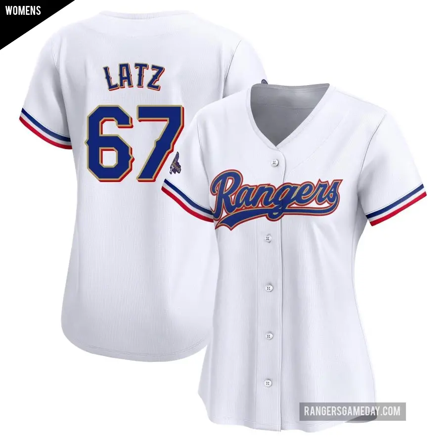 Women's Texas Rangers ＃67 Jacob Latz Limited Gold White 2024 Collection Jersey