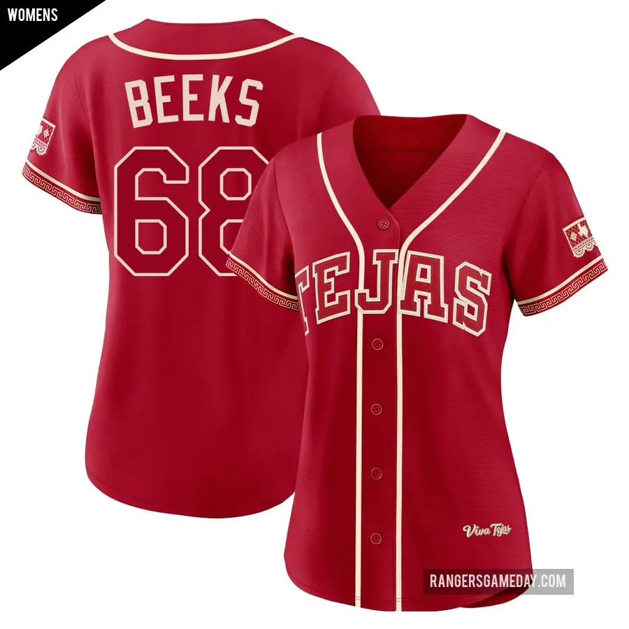 Women's Texas Rangers ＃68 Jalen Beeks Limited Red 2026 City Connect Stadium Jersey