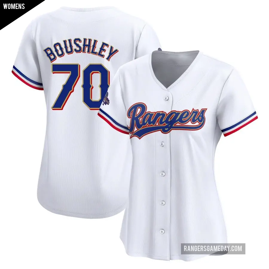 Women's Texas Rangers ＃70 Caleb Boushley Limited Gold White 2024 Collection Jersey