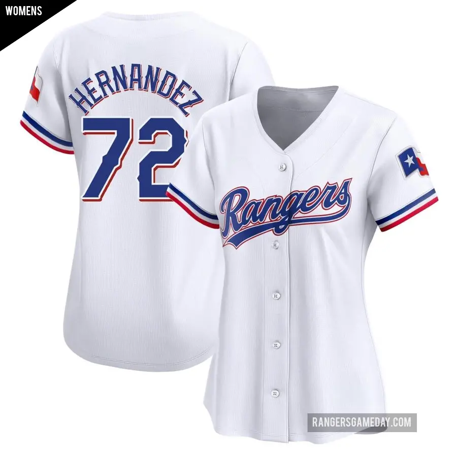 Women's Texas Rangers ＃72 Jonathan Hernandez Limited White Home Jersey