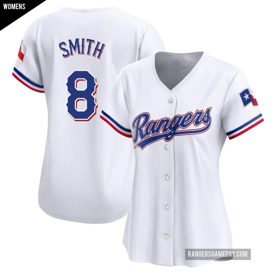 Women's Texas Rangers ＃8 Josh Smith Limited White Home Jersey
