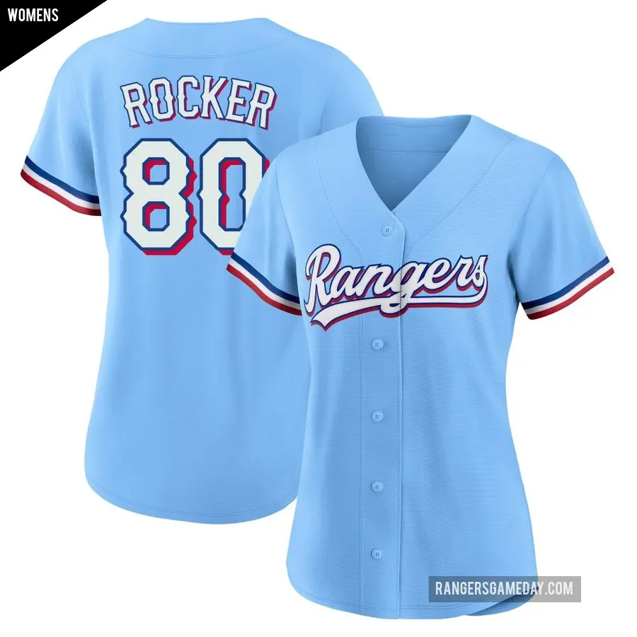 Women's Texas Rangers ＃80 Kumar Rocker Replica Light Blue Alternate Jersey