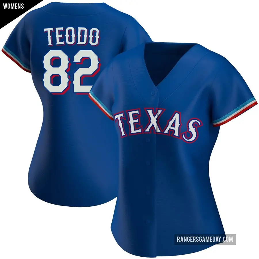 Women's Texas Rangers ＃82 Emiliano Teodo Authentic Royal Alternate Jersey