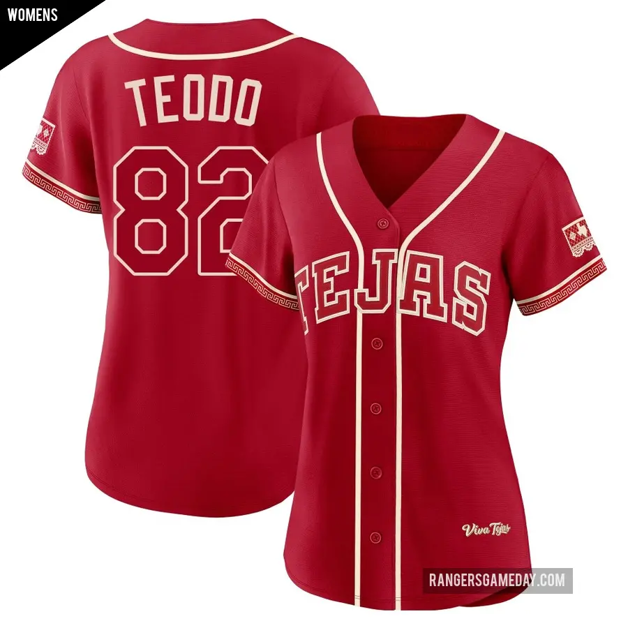 Women's Texas Rangers ＃82 Emiliano Teodo Limited Red 2026 City Connect Stadium Jersey