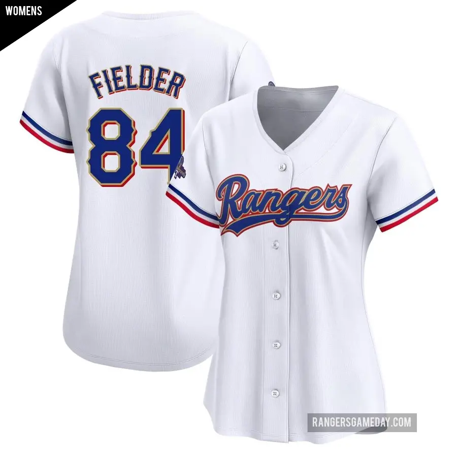 Women's Texas Rangers ＃84 Prince Fielder Limited Gold White 2024 Collection Jersey