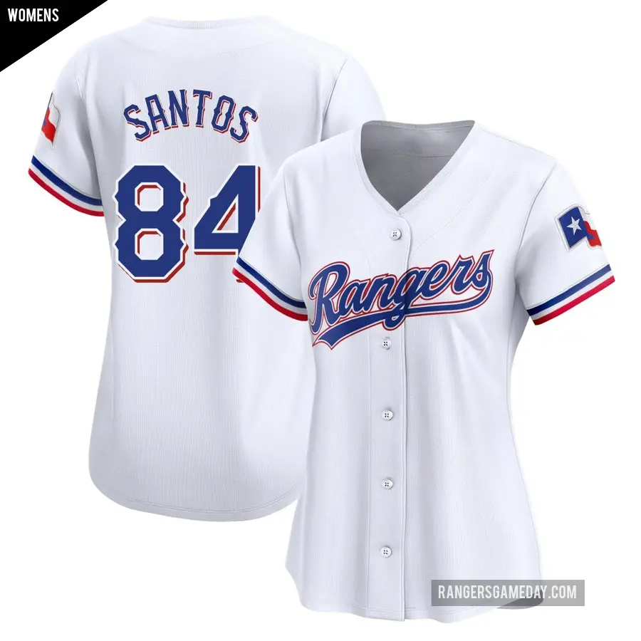 Women's Texas Rangers ＃84 Winston Santos Limited White Home Jersey