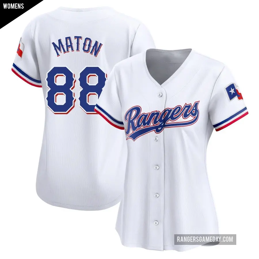 Women's Texas Rangers ＃88 Phil Maton Limited White Home Jersey