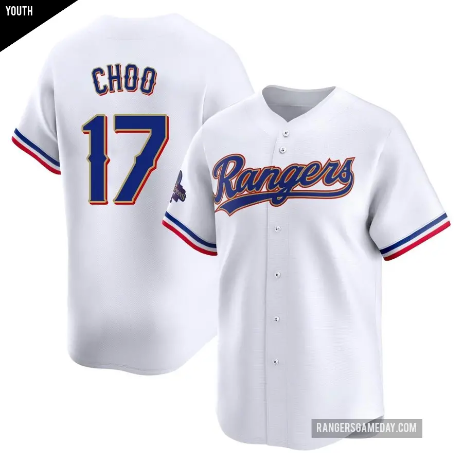 Youth Texas Rangers ＃17 Shin-Soo Choo Limited Gold White 2024 Collection Jersey
