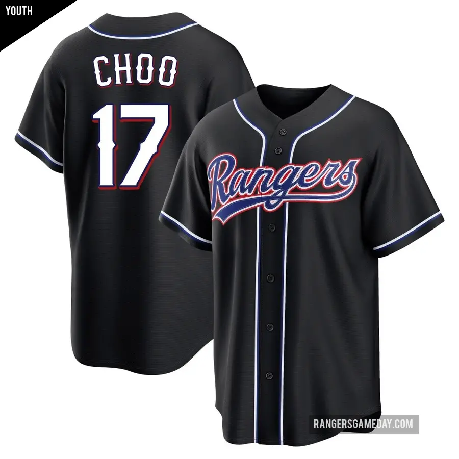 Youth Texas Rangers ＃17 Shin-Soo Choo Replica Black Fashion Out Jersey