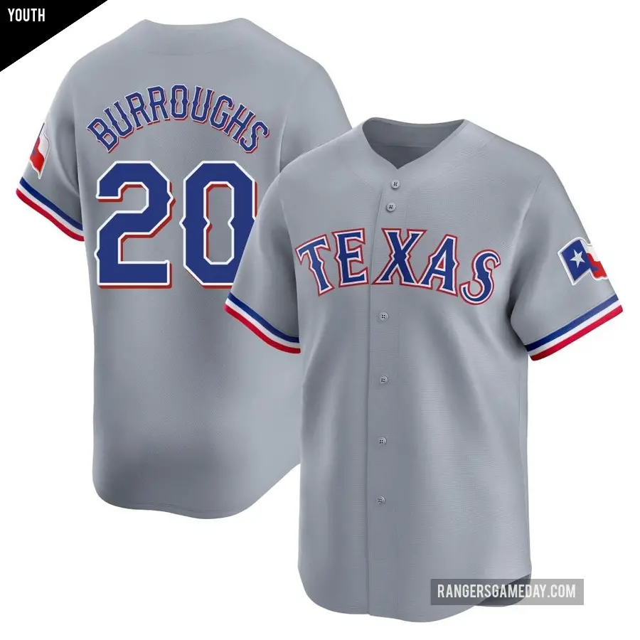 Youth Texas Rangers ＃20 Jeff Burroughs Limited Gray Away Jersey