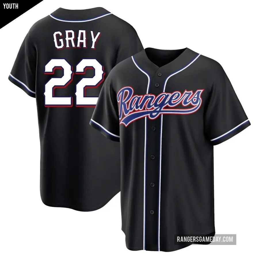 Youth Texas Rangers ＃22 Jon Gray Replica Black Fashion Out Jersey
