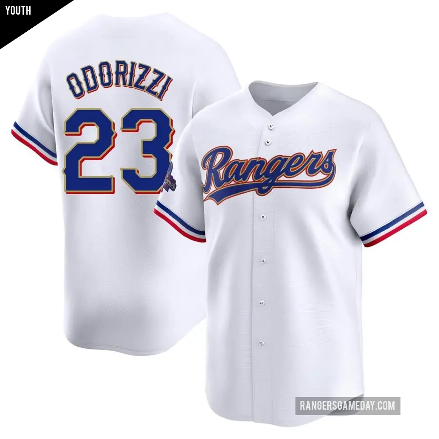 Youth Texas Rangers ＃23 Jake Odorizzi Limited Gold White 2024 Collection Jersey
