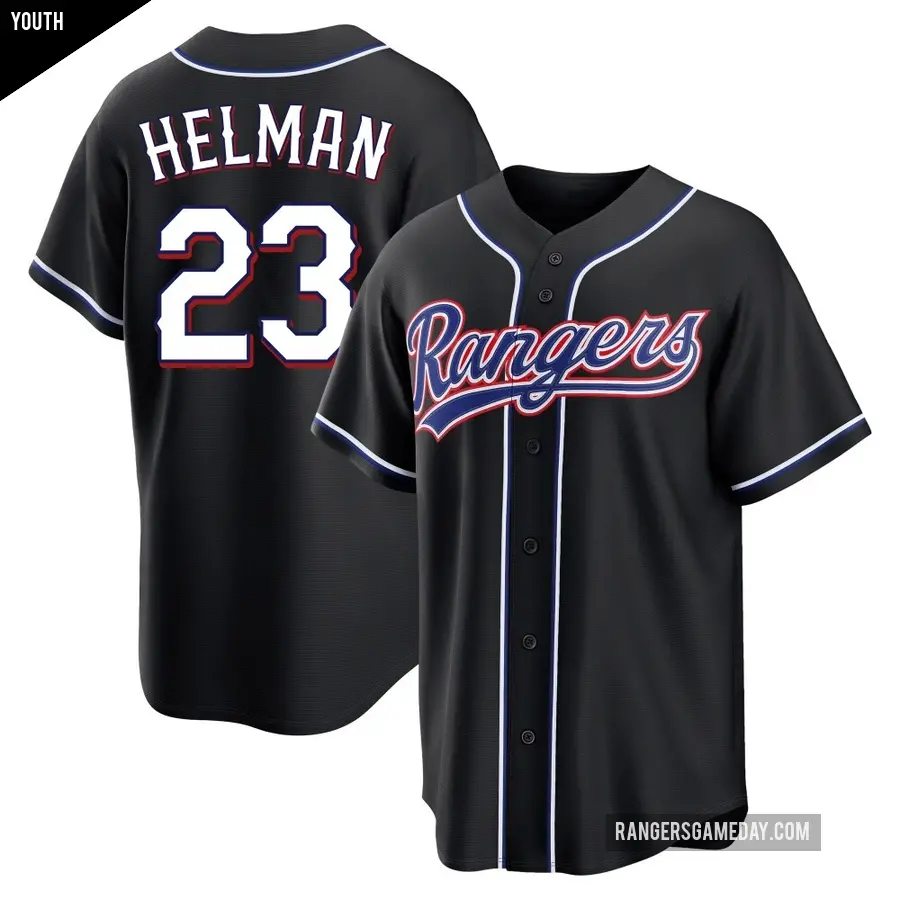Youth Texas Rangers ＃23 Michael Helman Replica Black Fashion Out Jersey
