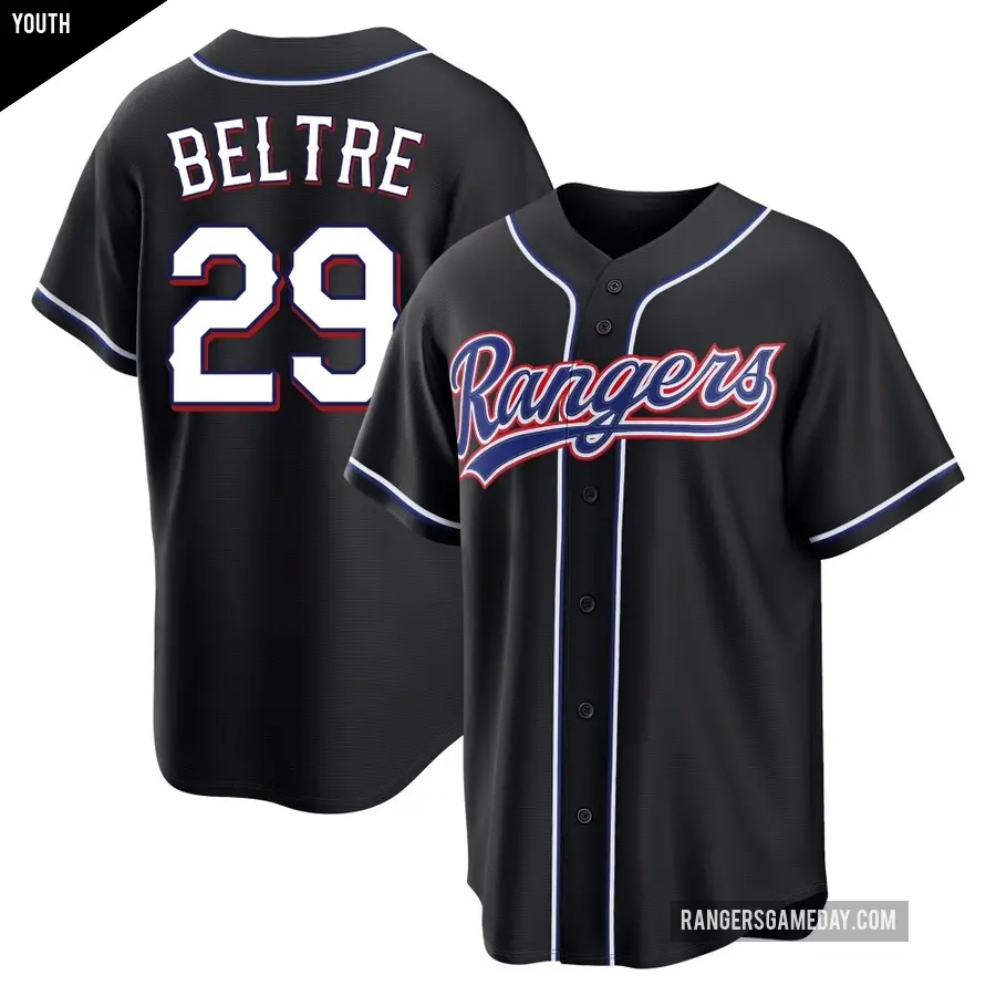 Youth Texas Rangers ＃29 Adrian Beltre Replica Black Fashion Out Jersey