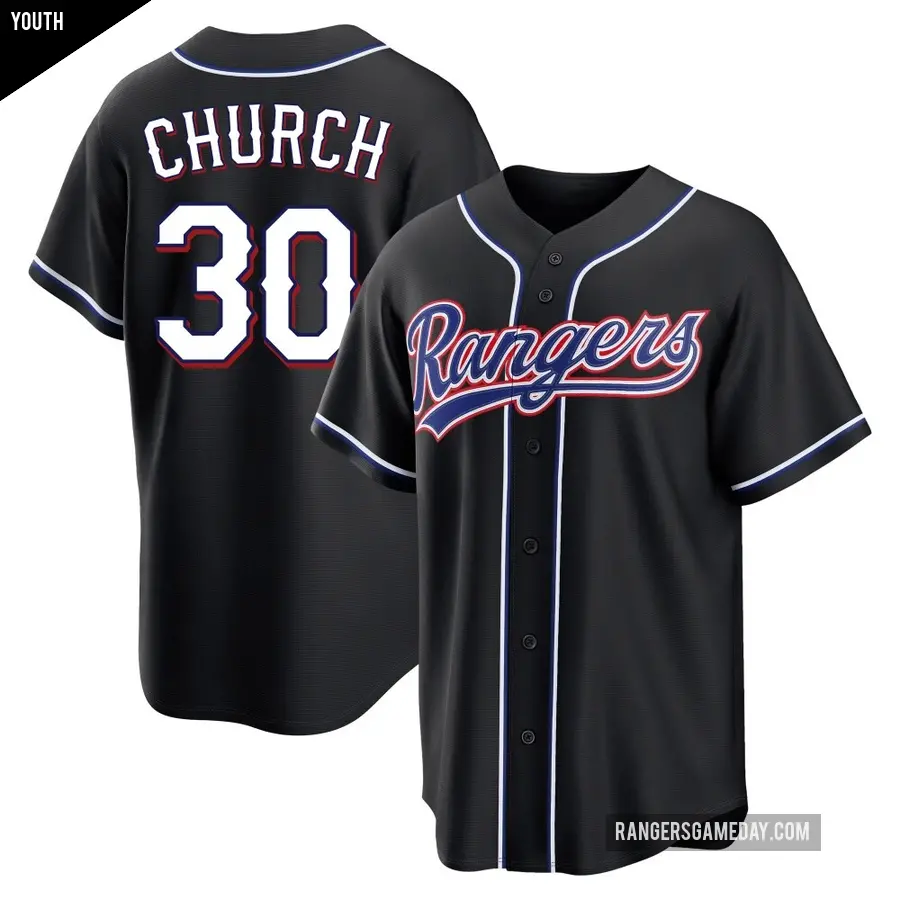 Youth Texas Rangers ＃30 Marc Church Replica Black Fashion Out Jersey