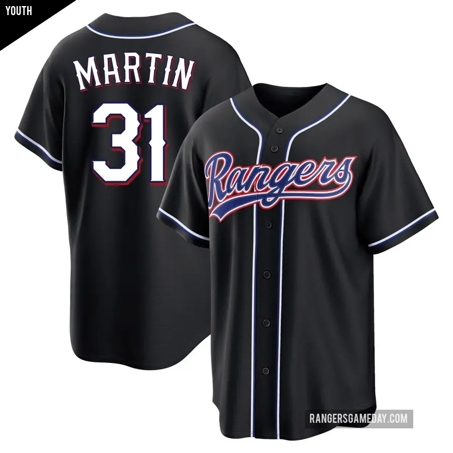 Youth Texas Rangers ＃31 Chris Martin Replica Black Fashion Out Jersey