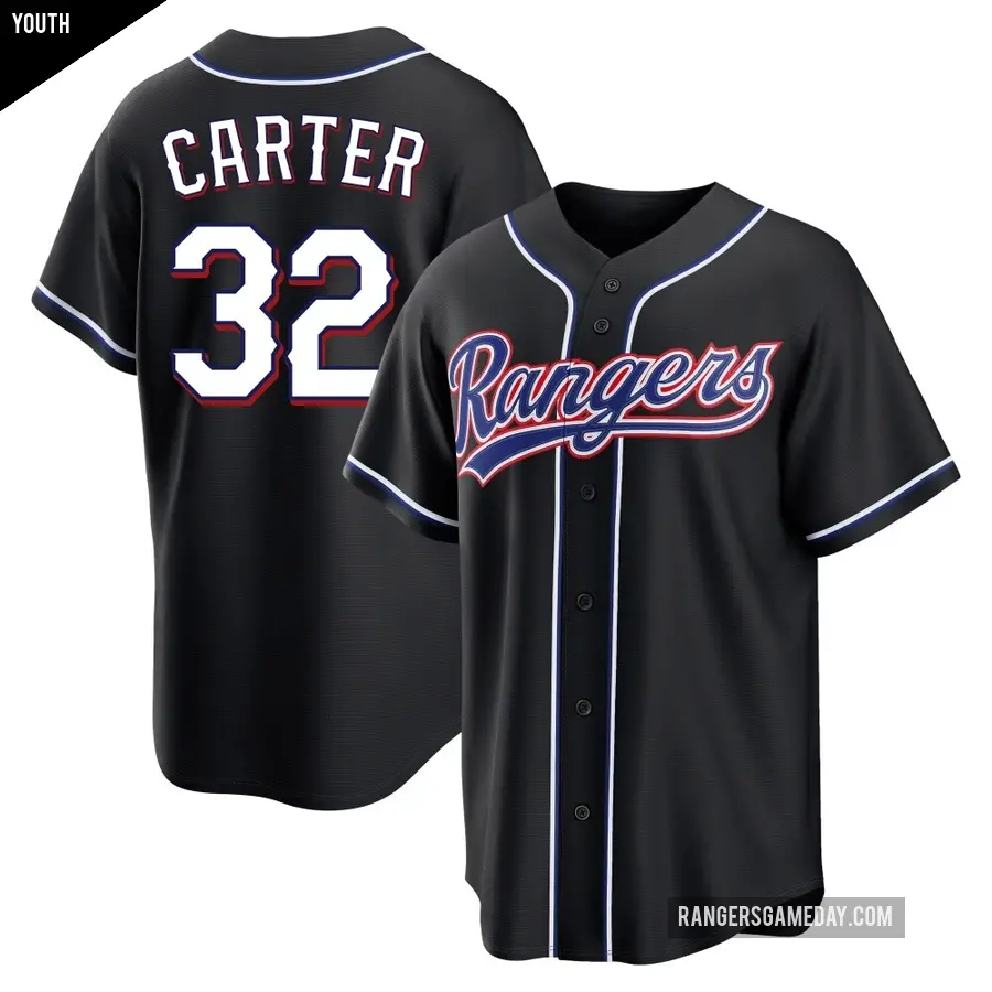 Youth Texas Rangers ＃32 Evan Carter Replica Black Fashion Out Jersey